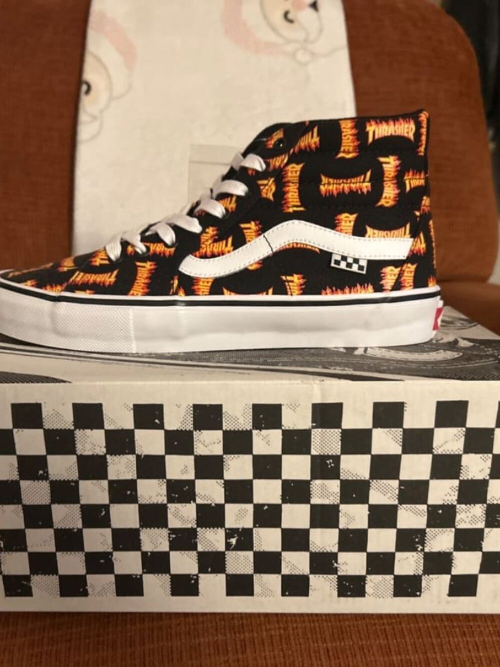 Vans Skate Sk8-Hi (Thrasher) Thrasher Black/Multi (Flame Logo) Size 10.5 MN (UK… - Picture 2 of 4